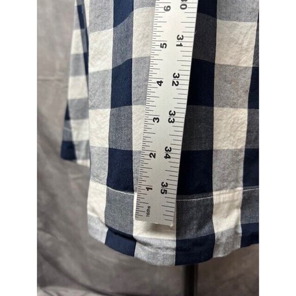 J Crew Tie-waist Poplin Shirtdress in Navy White Gingham Long Sleeve Dress 0 - Picture 4 of 5